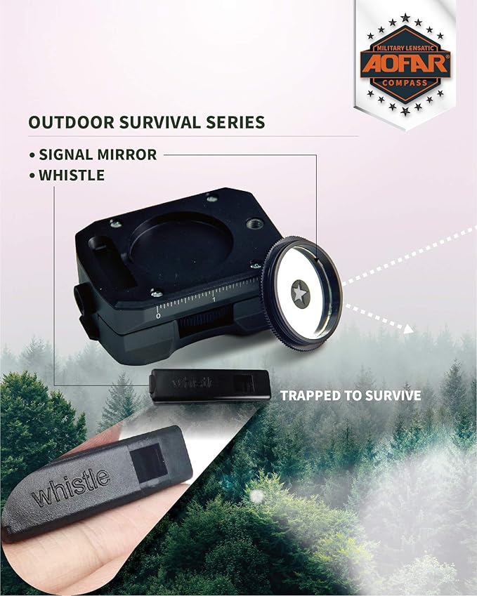 AOFAR Lensatic Sighting Military Compass AF-4090, Aluminum Alloy Material is Lighter, Functional