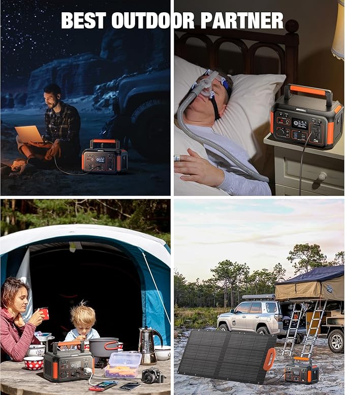 GRECELL 500W Portable Power Station 444Wh Solar Generator with 110V Pure Sine Wave AC Outlet/PD60W