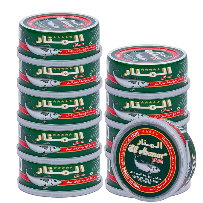 El Manar Premium Mediterranean Extra Tuna in Virgin Olive Oil -5.6 oz Pack of 10 - Canned Tuna Fish