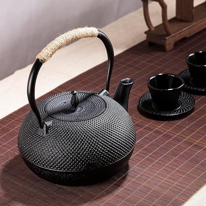 Big Cast Iron Teapot, Japanese Tetsubin Tea Kettle for Stovetop Safe, Cast Iron Tea Pot with