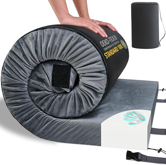 HomeMate CertiPUR-US Memory Foam Camping Mattress Pad Portable Roll Up Mattress for Adults Sleeping