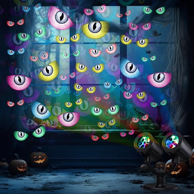 Toodour Halloween Projector Lights Outdoor, Double Head Dynamic Halloween Lights Projector with