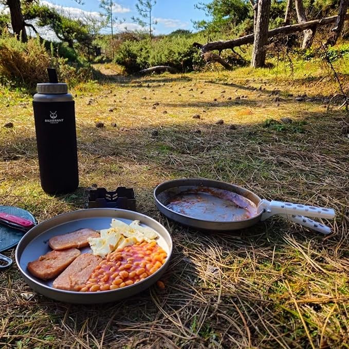 SILVERANT Titanium Trek Plate - Ultralight, Durable Camping Dish Pan Plate - Outdoor Kitchen