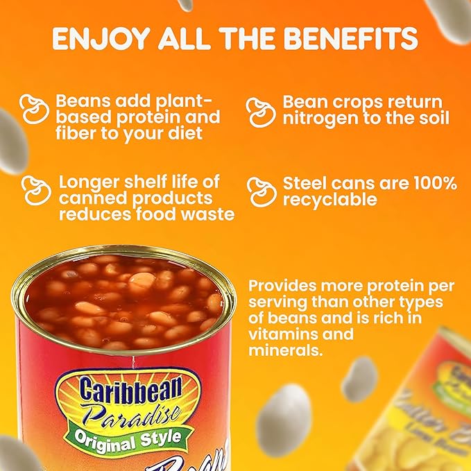 Caribbean Paradise Butter Beans, Canned Lima Beans 14 Oz (Pack of 4)