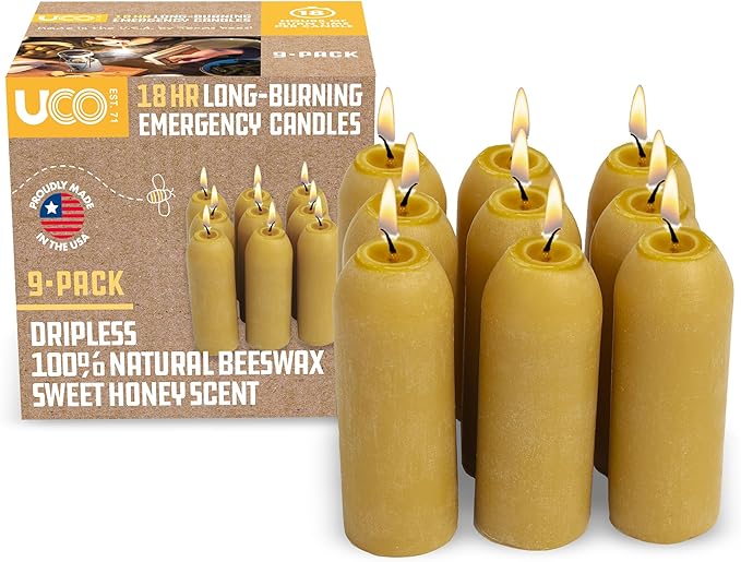 UCO 12-Hour Natural Beeswax Long-Burning Candles for UCO Candle Lanterns and Emergency