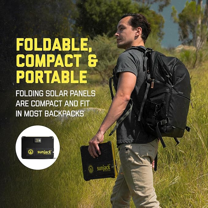 SunJack ??40 Watt Foldable Solar Panel, ETFE Waterproof Portable Solar Panel with Kickstands, USB-C
