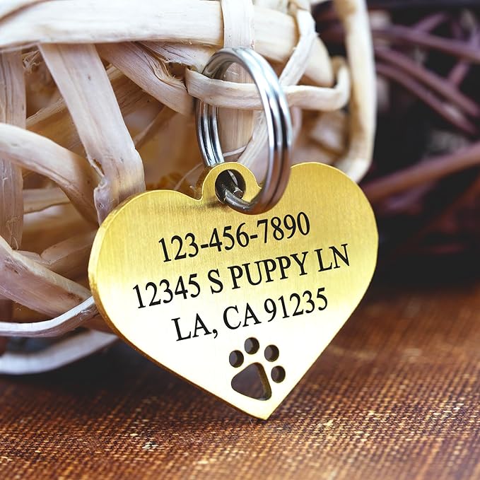Ultra Joys Dog Tags Personalized for Pets - Hollow Paw Custom Pet ID Tag - Engraved Dog Tag for