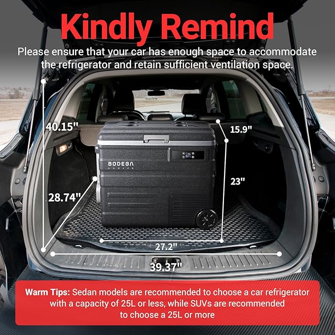 BODEGACOOLER 12 Volt Car Refrigerator,68Quart(65L) Camping Fridge,RV Portable Freezer Single