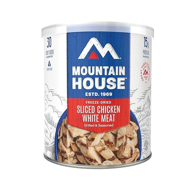 Mountain House Grilled Sliced Chicken Freeze-Dried Food for Camping, 24 Servings, 30-Year Shelf-Life