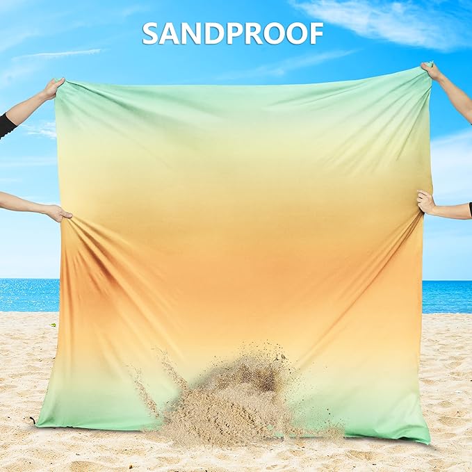 Beach Blanket Waterproof Sandproof Beach Mat 79" X 83"/10'x9'for 2-8 Adults Quick Drying Outdoor
