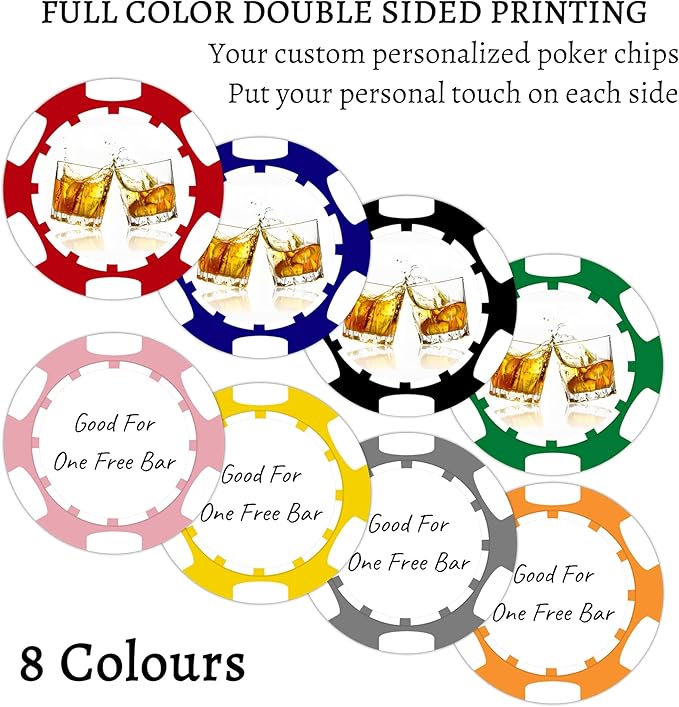 50-500Pcs Custom Clay Poker Chips,Heavy 11.5g, 8 Colors!Full Color Print Your Own Logo,Text or