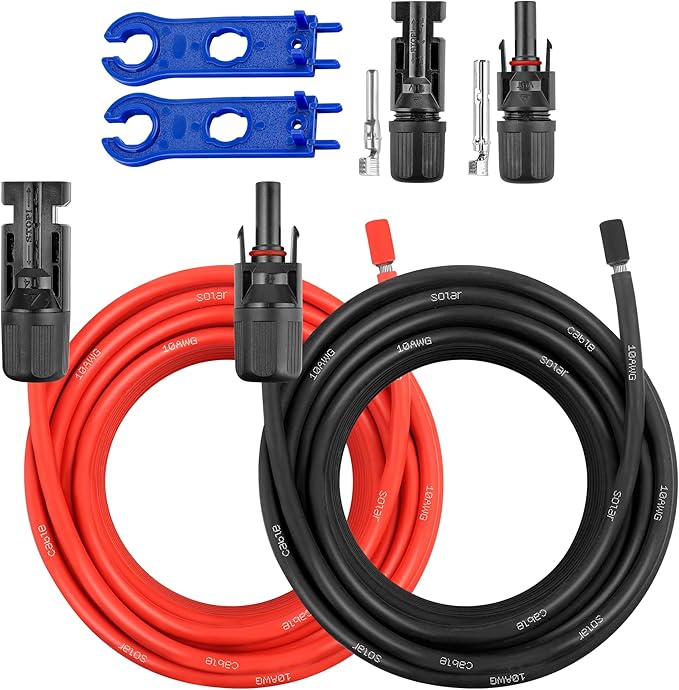 30 FT 10AWG Solar Panel Extension Cable,10 Gauge Extension Cord,5FT 10FT 20FT 30FT 50FT 100FT Solar
