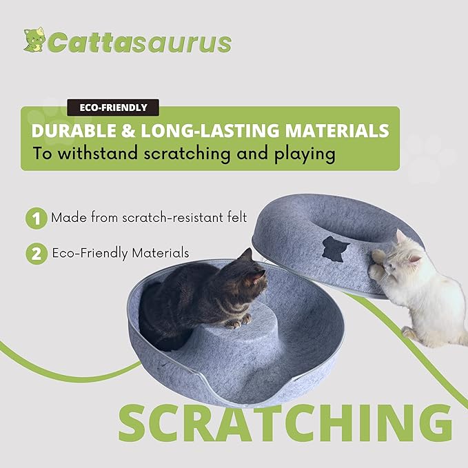 CATTASAURUS Peekaboo Cat Cave for Multiple & Large Cats Up to 30-45 Lbs, Scratch Detachable &