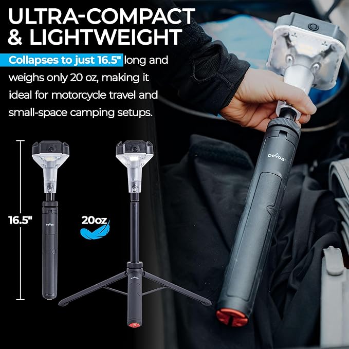 DEVOS - LIGHTRANGER 800 Mini Telescoping Camp Light, 4.5 Tall with 800 Lumens, Ultra Compact &
