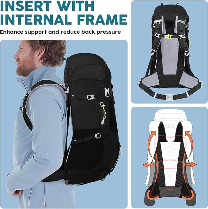 N NEVO RHINO Internal Frame Hiking Backpack 50/60/65/70/80L, Mountain Climbing Camping Backpack