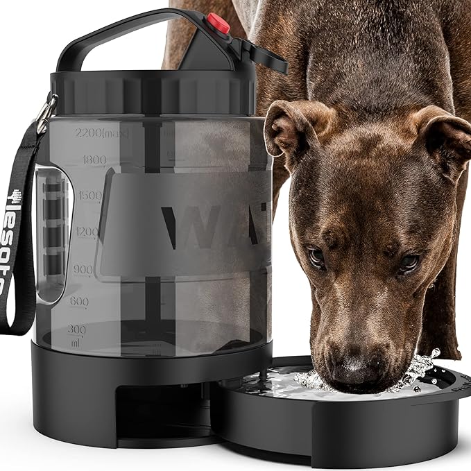 lesotc Portable Dog Travel Water Bottle, 77oz Large Travel Water Bowl for Dogs Camping Hiking Beach