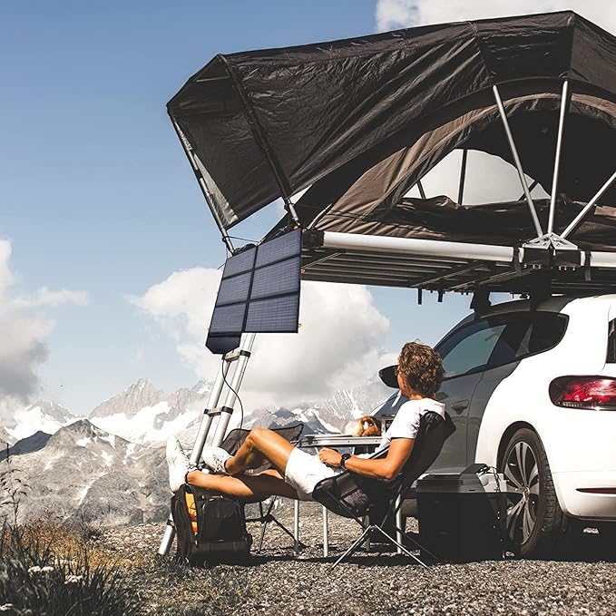 60W Portable Solar Panel for Power Station, 24% High Efficiency Foldable Solar Charger with QC3.0