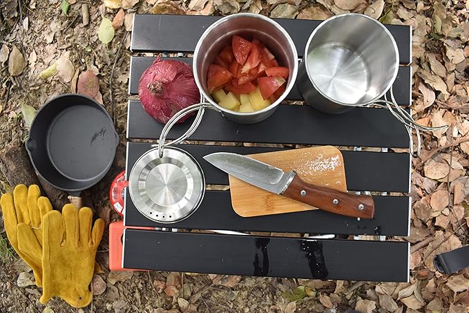 Camping Cups and Mugs Pot 2Pcs -304 Food Grade Stainless Steel - Outdoor Cookware Set with Vented