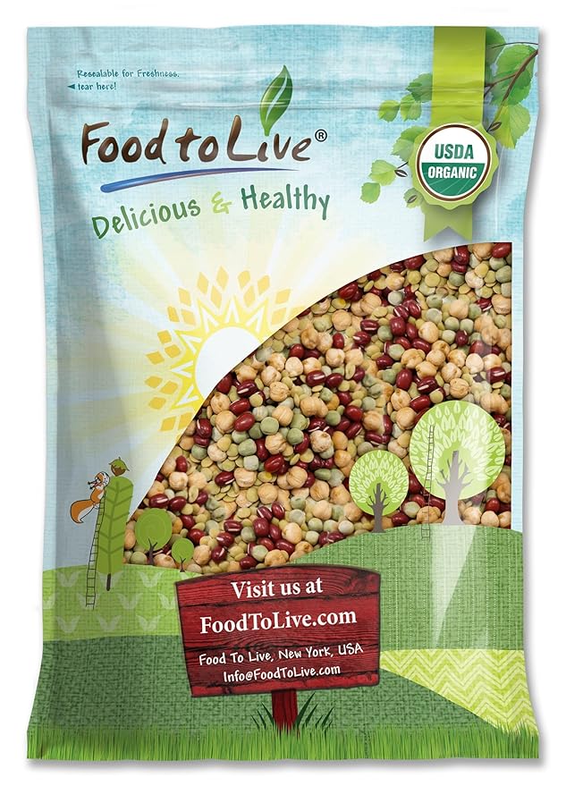 Food to Live Organic Crunchy Mix of Sprouting Beans, 10 Pounds - Non-GMO, Kosher, Non-Irradiated