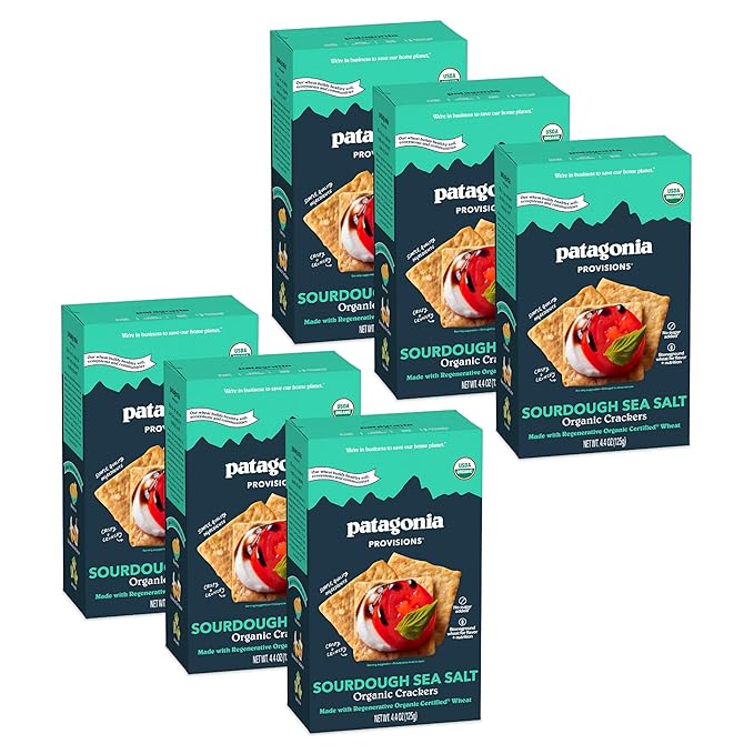 Patagonia Provisions Organic Sourdough Sea Salt Crackers (6 Pack) ??3g Plant Protein Per Serving
