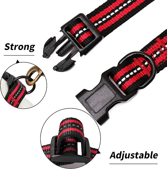 Mile High Life Reflective Dog Collar | Nylon Pet Collars wiith Buckle | Light Weight Puppy Collars