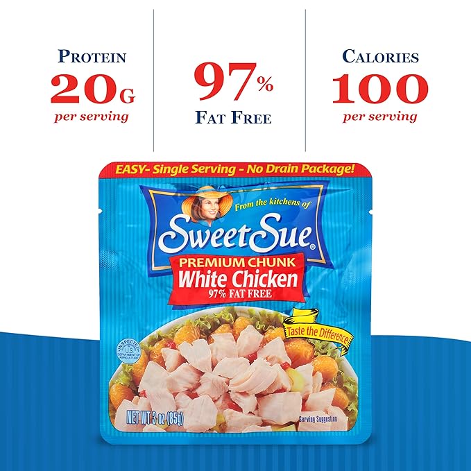 Sweet Sue Premium Chicken Breast, 3 Ounce - 20g Protein per Serving, 97% Fat Free - Gluten Free