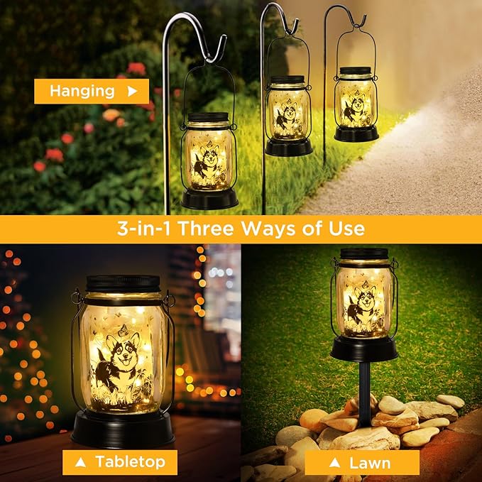 Corgi Gifts for Women/Men Corgi Solar Lanterns Dog Mom Birthday Dog Lovers Lantern Pet Loss Pet