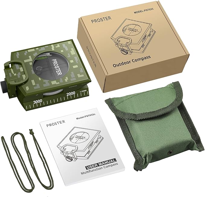 Proster IP65 Compass Hiking Survival - Lensatic Sighting Compass for Camping Navigation, Compass