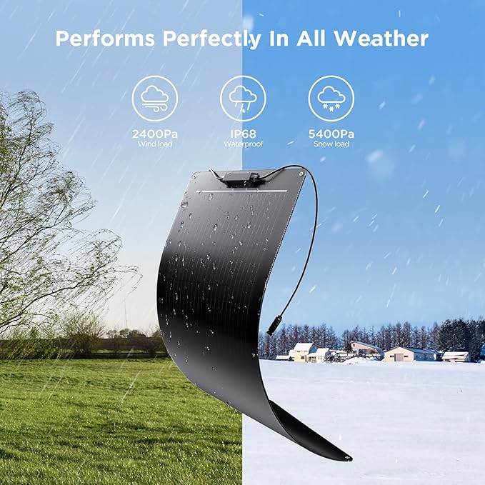 50W Flexible Solar Panel,50 Watt 12V Small Solar Panel, Callsun 23% High Efficiency 182 PERC IP68