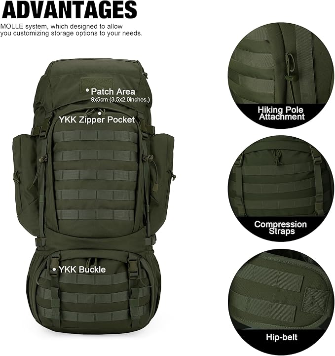 Mardingtop 60L Military Internal Frame Backpack for Hiking,Camping,Hunting,Rucksack Backpack with