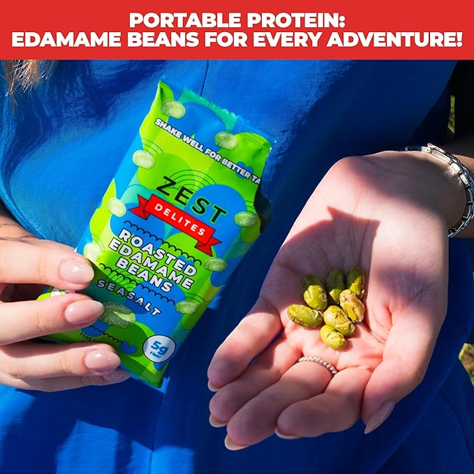 Crunchy Dry Roasted Edamame Beans Snack by Zest Delites, Sea Salt - Sriracha - Buffalo, Vegan, Low