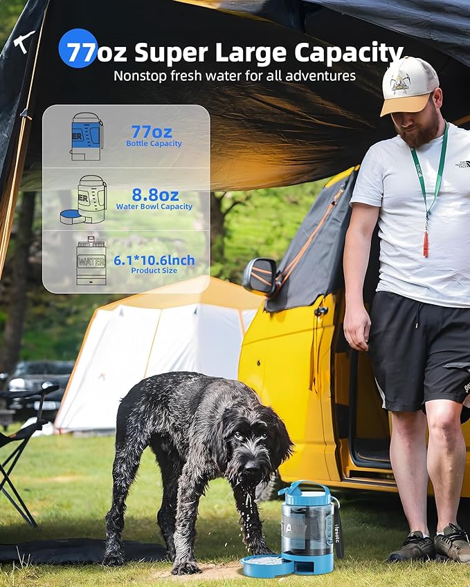 Dog Water Bottle Travel Portable - 77oz Large Travel Water Bowl Dispenser for Dogs Camping