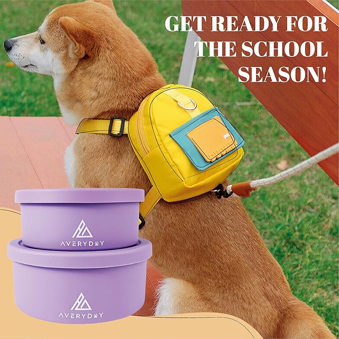 30 Oz Travel Dog Bowls with Lids, 2-in-1 Portable Pet Bowls for Food and Water, Leakproof Travel