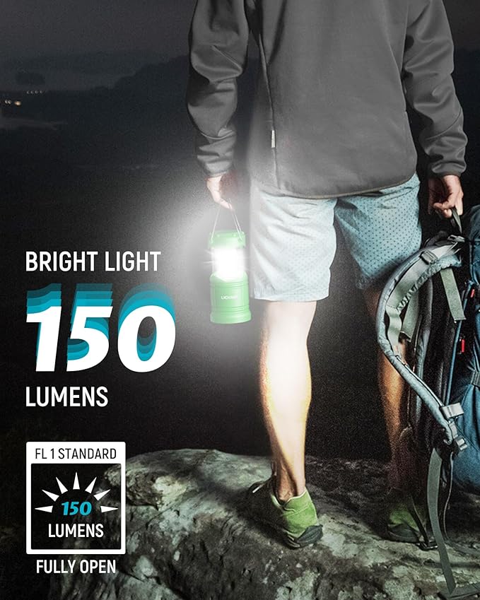 Lichamp 4 Pack LED Camping Lanterns, Battery Powered Camping Lights LED Collapsible Flashlight