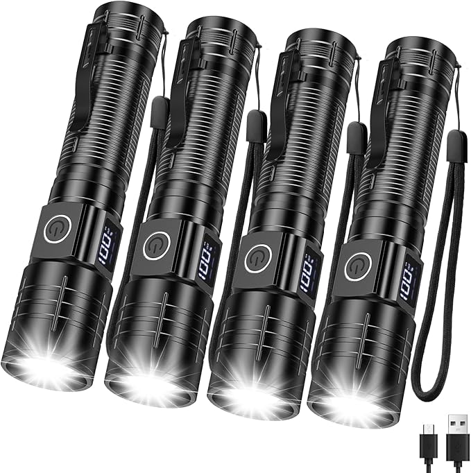 AdamStar Flashlights High Lumens Rechargeable Super Bright LED Flashlight with Dimmable, Zoomable