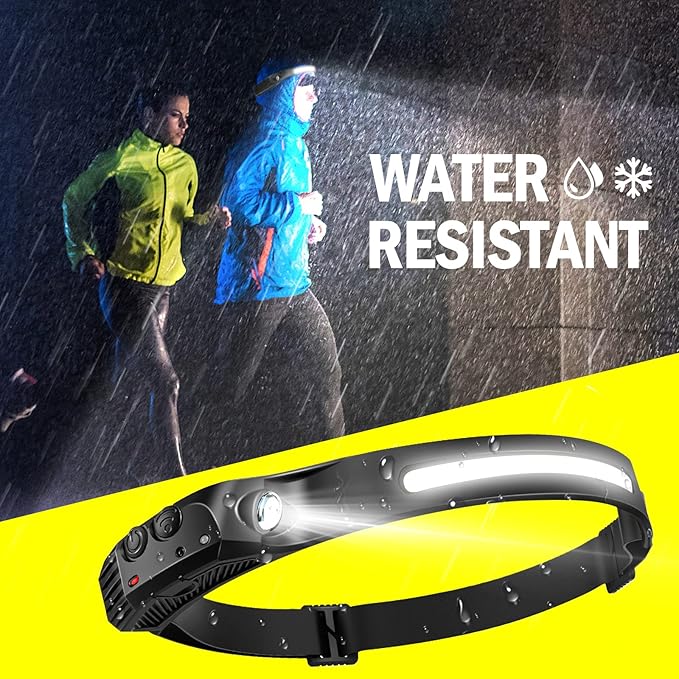 AURUZA 2PCS Headlamp Flashlight, Rechargeable LED Headlamps 2 COB 230°Wide Beam Headlight with