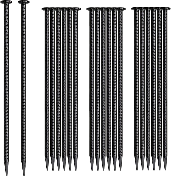 16 Inch Rebar Stakes 20 Pack Heavy Duty Ground Anchors 1/2 Inch Diameter Galvanized Steel Asphalt