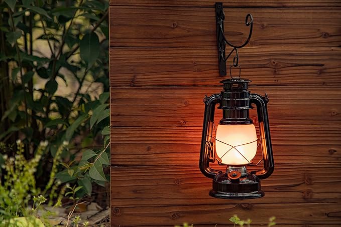 YAKii LED Vintage Flame Lantern Metal Outdoor Hanging Lantern with Dancing Flame Battery Operated