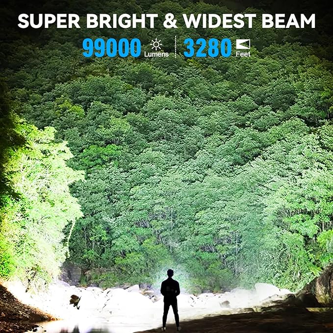 Rechargeable Flashlights High Lumens 3 Packs, 99,000 Lumens Super Bright LED Flashlight with 5
