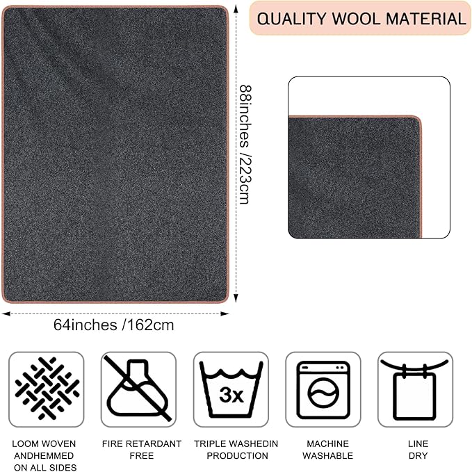 Peryiter 2 Pcs Military Wool Blanket Large 64" x 88" Camping Blanket Survival 3.3 Lbs Each Thick