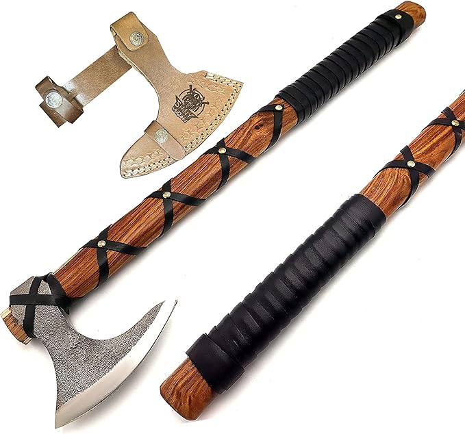 SHINY CRAFTS -Norse Viking Axe, Hatchet with Leather Sheath Best Tomahawk Viking Hatchet- Viking