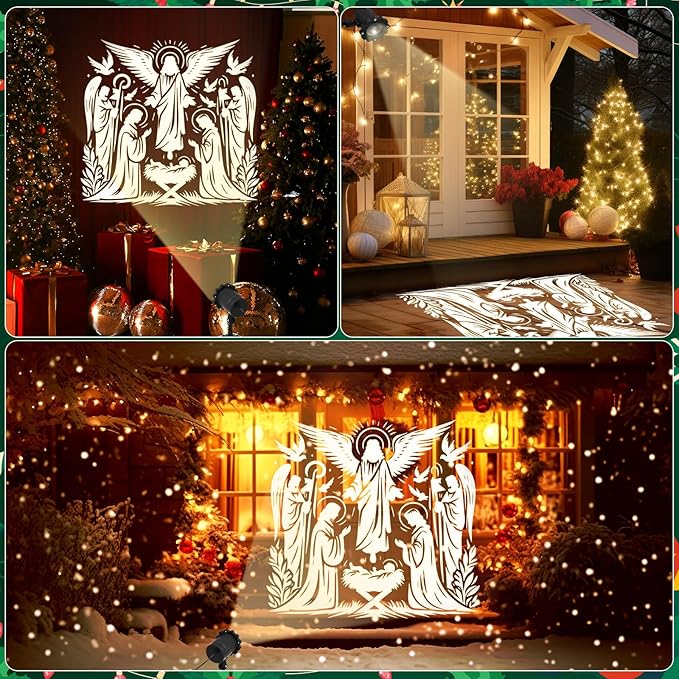 Treela Nativity Projector Lights Outdoor Indoor Dynamic Christmas Christian Decoration Outside LED