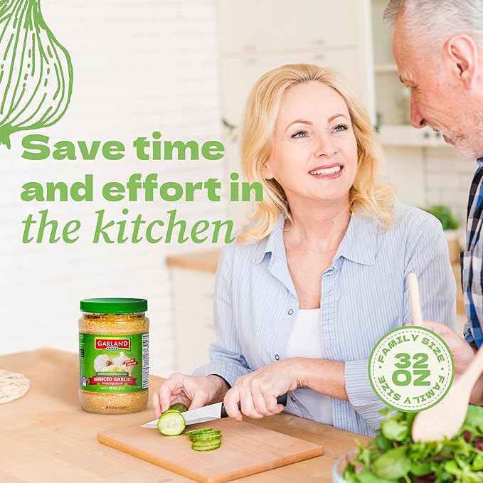 Garland Food Minced Garlic in Jar in Olive Oil 32 oz ??Made in the USA ??Minced Garlic in Olive Oil