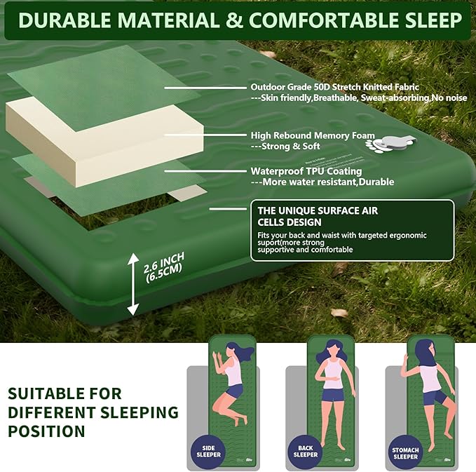 HiiPeak Memory Sleeping Pad, Compact Thick Foam Sleeping Mats with Pillow, 9.5 R-Value Insulated