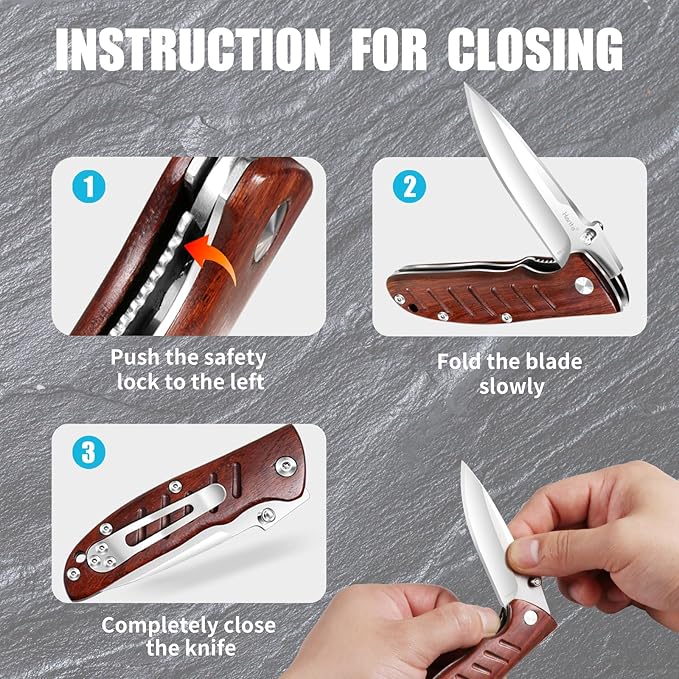 Harita Pocket Knife Folding Knife EDC Knife with Pocket Clip, 2.76 inch 8Cr13MoV Steel Blade