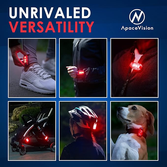 LED Safety Light (2 Pack) - Clip On Strobe/Running Lights for Runners, Dog, Bike, Walking, Boat