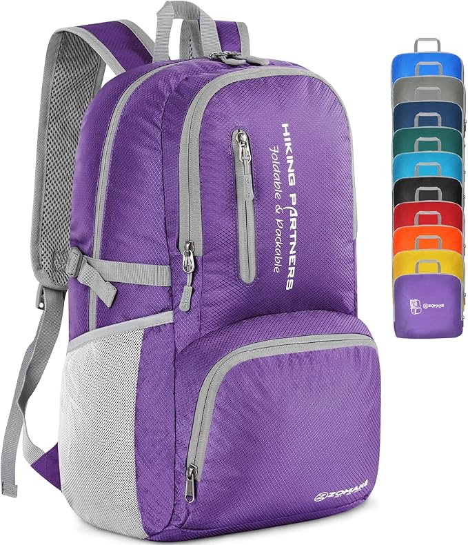 ZOMAKE Lightweight Packable Backpack, 35L Light Foldable Hiking Backpacks Water Resistant