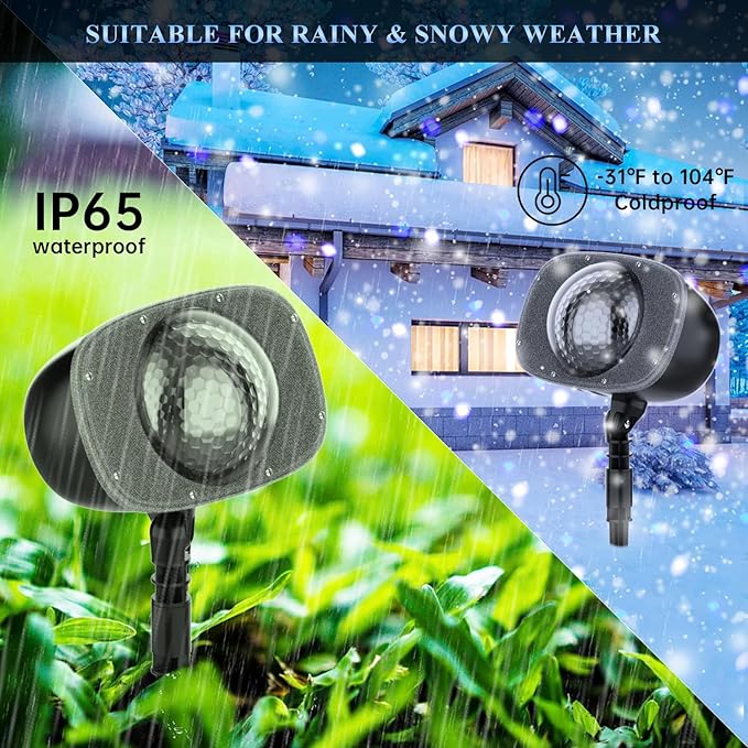 Christmas Snowfall Projector Lights Outdoor, Dynamic Snow Falling Lighting Effects Holiday