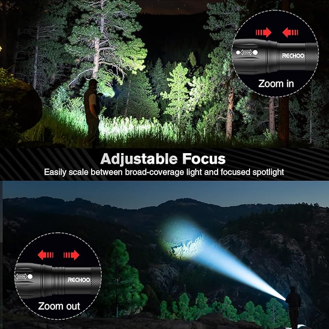 RECHOO LED Flashlight 6 Pack, Tactical Flashlights High Lumens with 3 Modes, Pocket Small Flash