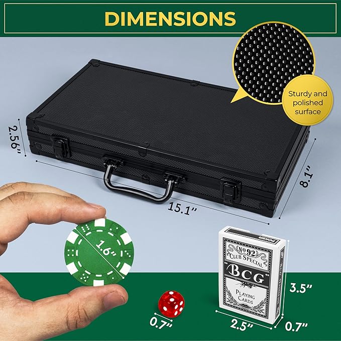 Poker Set with 300 Poker Chips 11.5 Gram for Texas Holdem ??Professional Weight Poker Chips Set